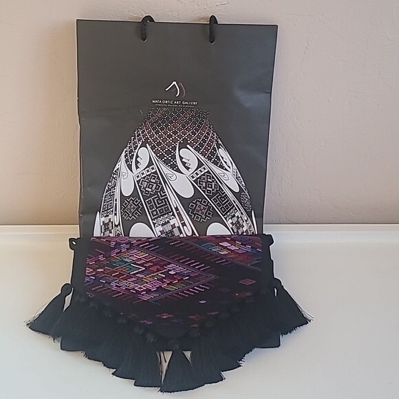 Mexican Woven Boho Fringe Geometric Gypsy Embroidered Crossbody/Clutch/Purse - Picture 11 of 11